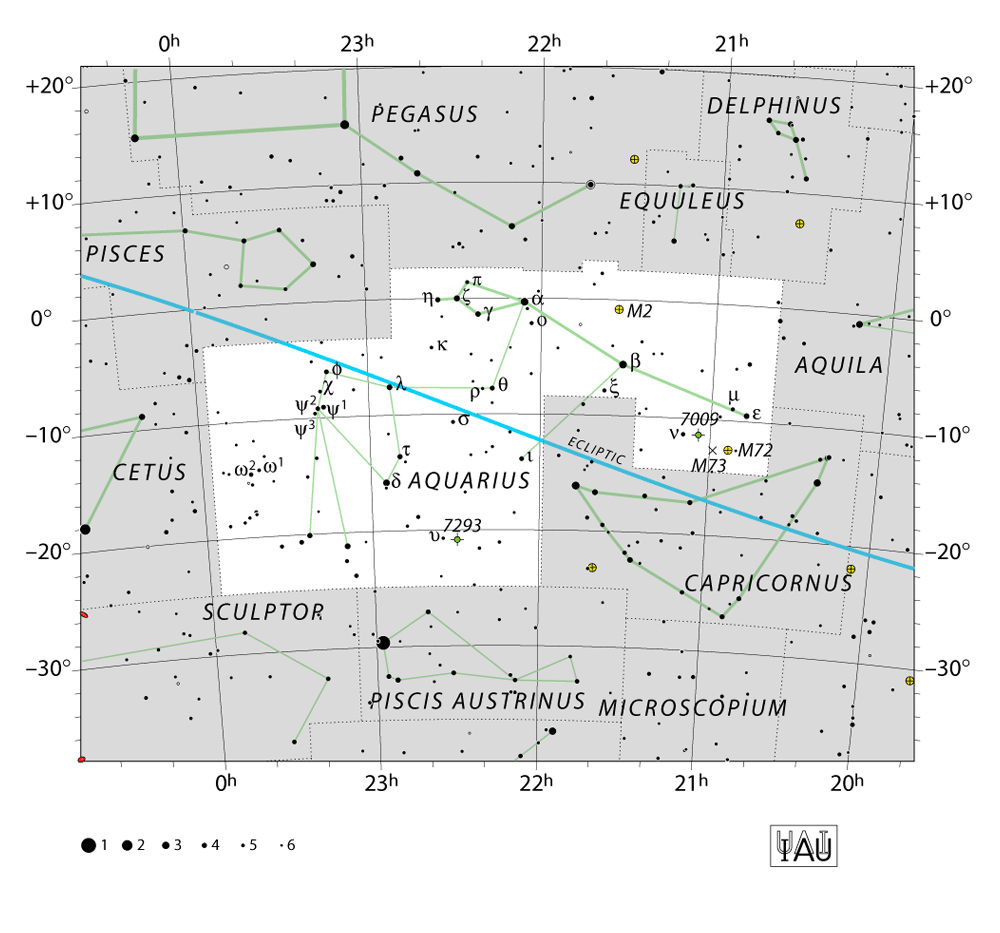 IAU-kaart van het sterrenbeeld Aquarius – Waterman