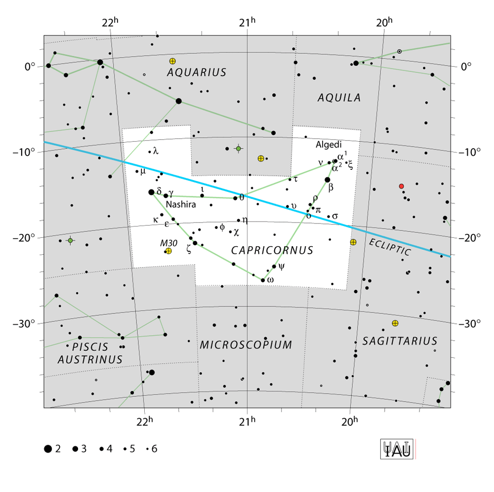 IAU-kaart van het sterrenbeeld Capricornus – Steenbok