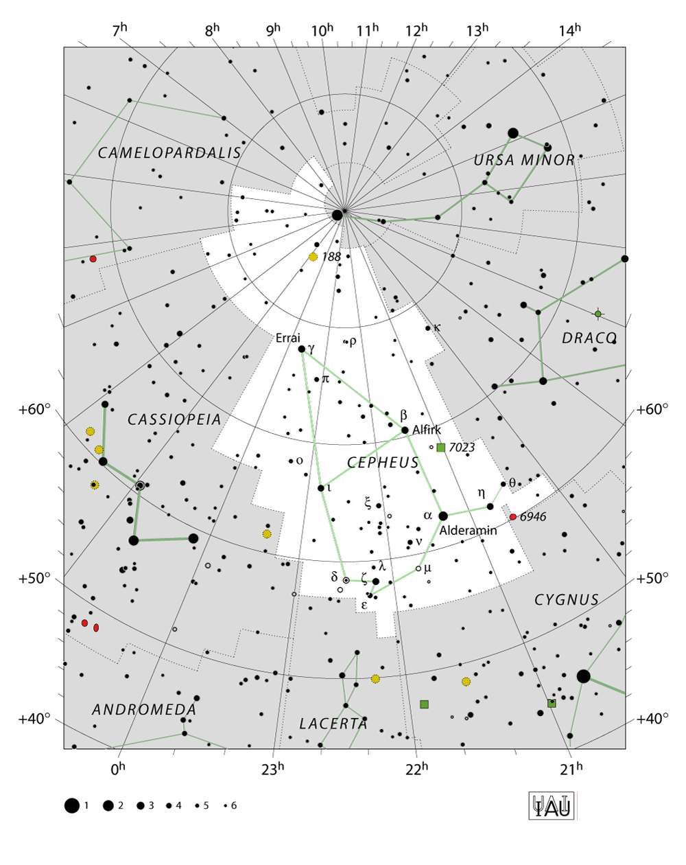 IAU-kaart van het sterrenbeeld Cepheus