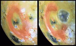 oppervlakteveranderingen op Io, waargenomen door de ruimtesonde Galileo