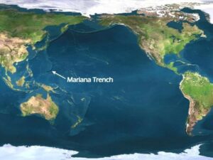 De locatie van de Marianen trog in de Indische Oceaan