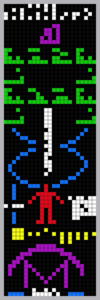 De binaire code die met de Arecibo telescoop in 1974 de ruimte in werd gestuurd