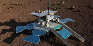 De ExoMars rover op het stationaire platform