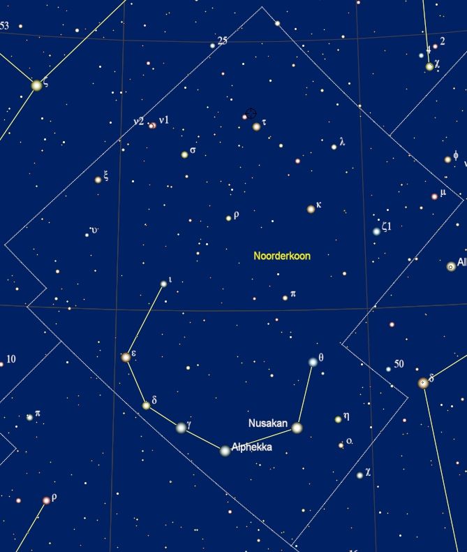 de namen van de sterren in het sterrenbeeld Corona Borealis - Noorderkroon