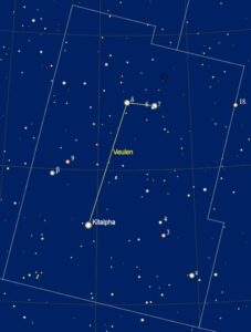 het sterrenbeeld Equuleus - Veulen met de namen van de sterren