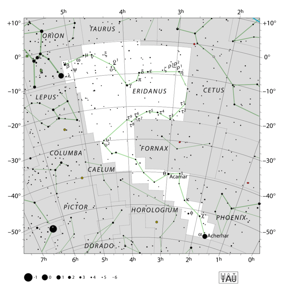 Eridanus - IAU-kaart