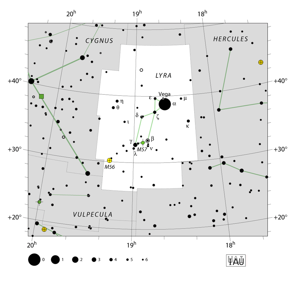 IAU-kaart van het sterrenbeeld Lyra – Lier