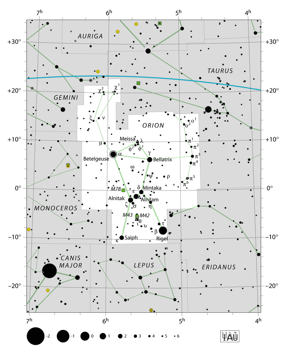 IAU-kaart van het sterrenbeeld Orion