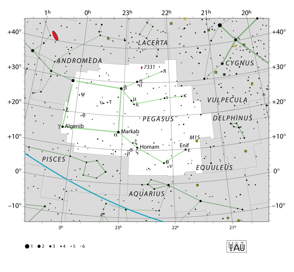 IAU-kaart van het sterrenbeeld Pegasus