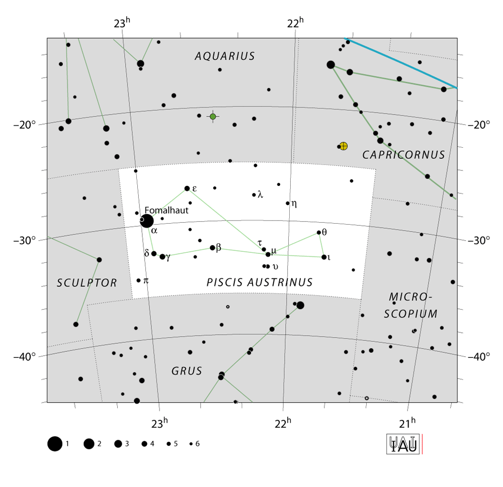 IAU-kaart van het sterrenbeeld Piscis Austrinus – Zuidervis