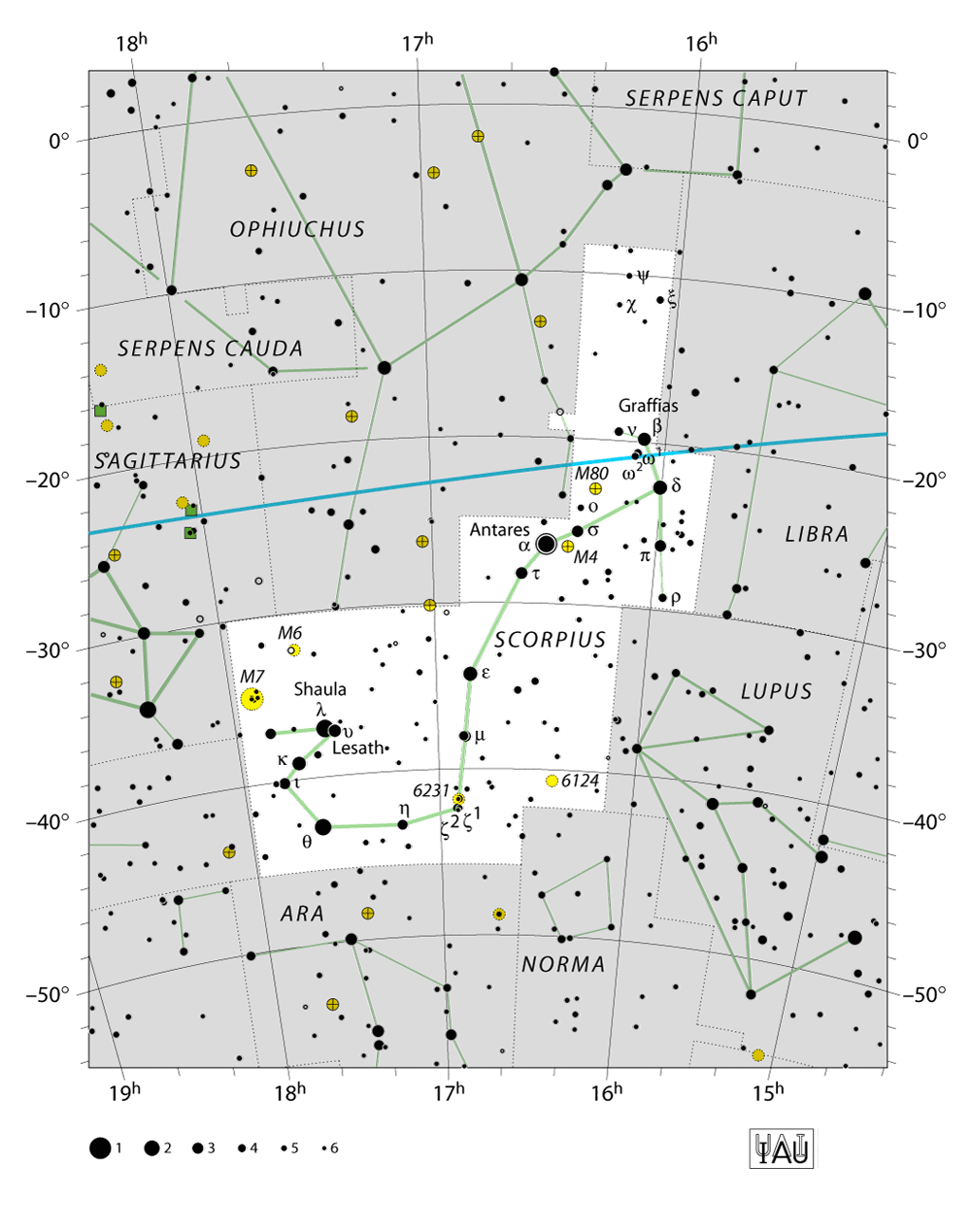 IAU-kaart van het sterrenbeeld Scorpius – Schorpioen