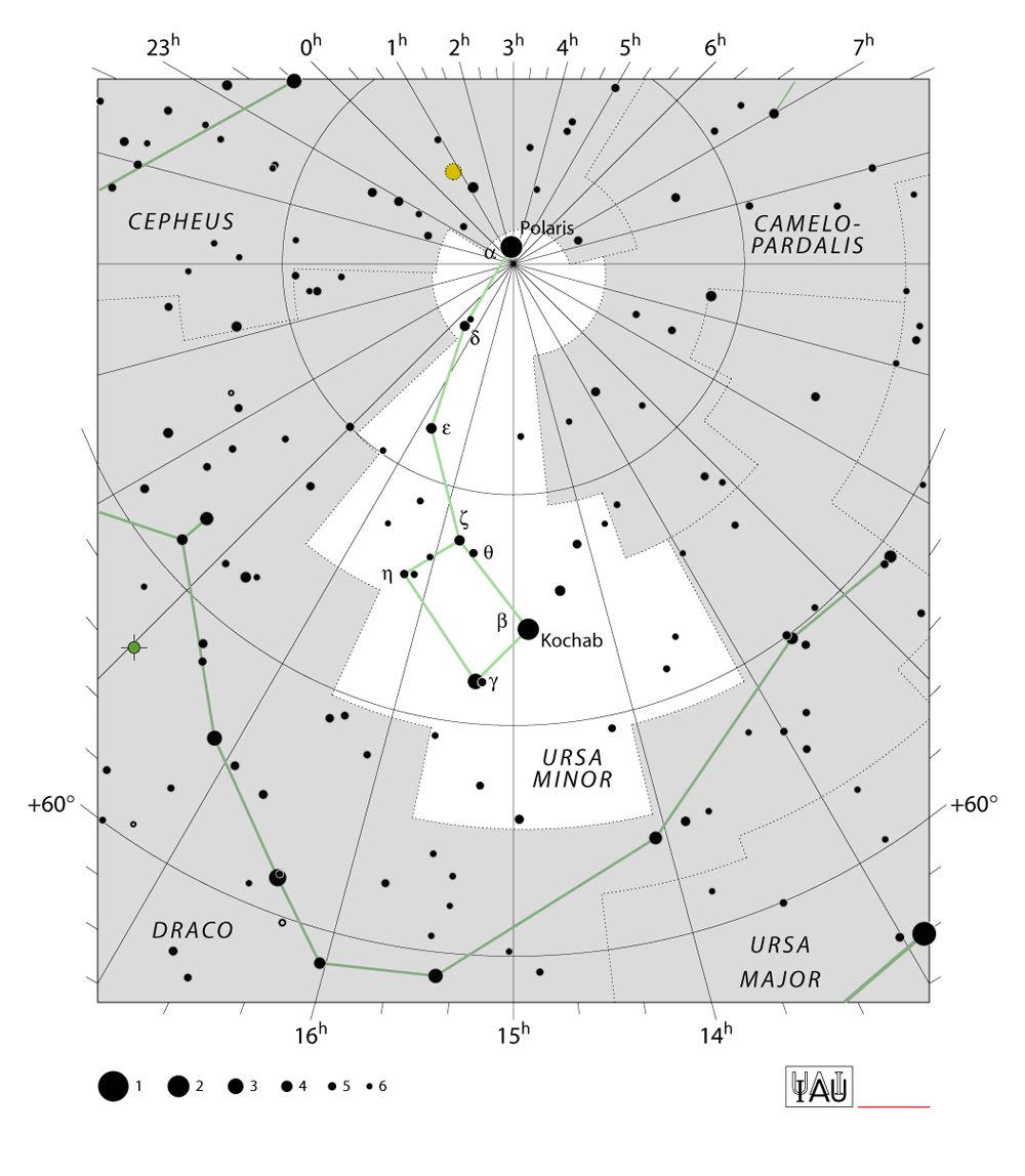 IAU-kaart van het sterrenbeeld Ursa Minor – Kleine Beer