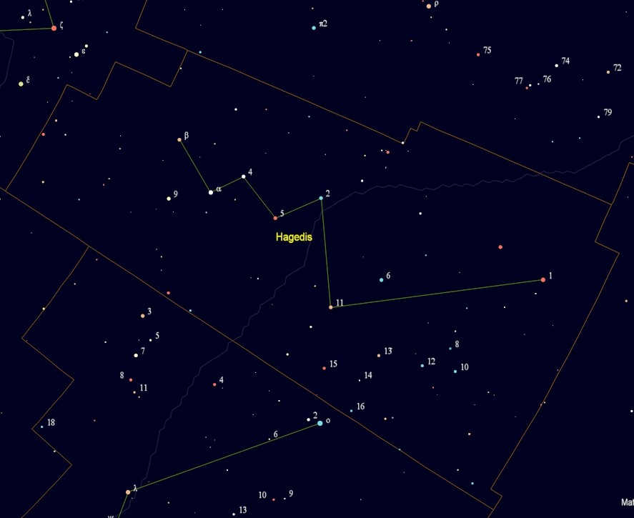 Kaart van het sterrenbeeld Hagedis - Lacerta