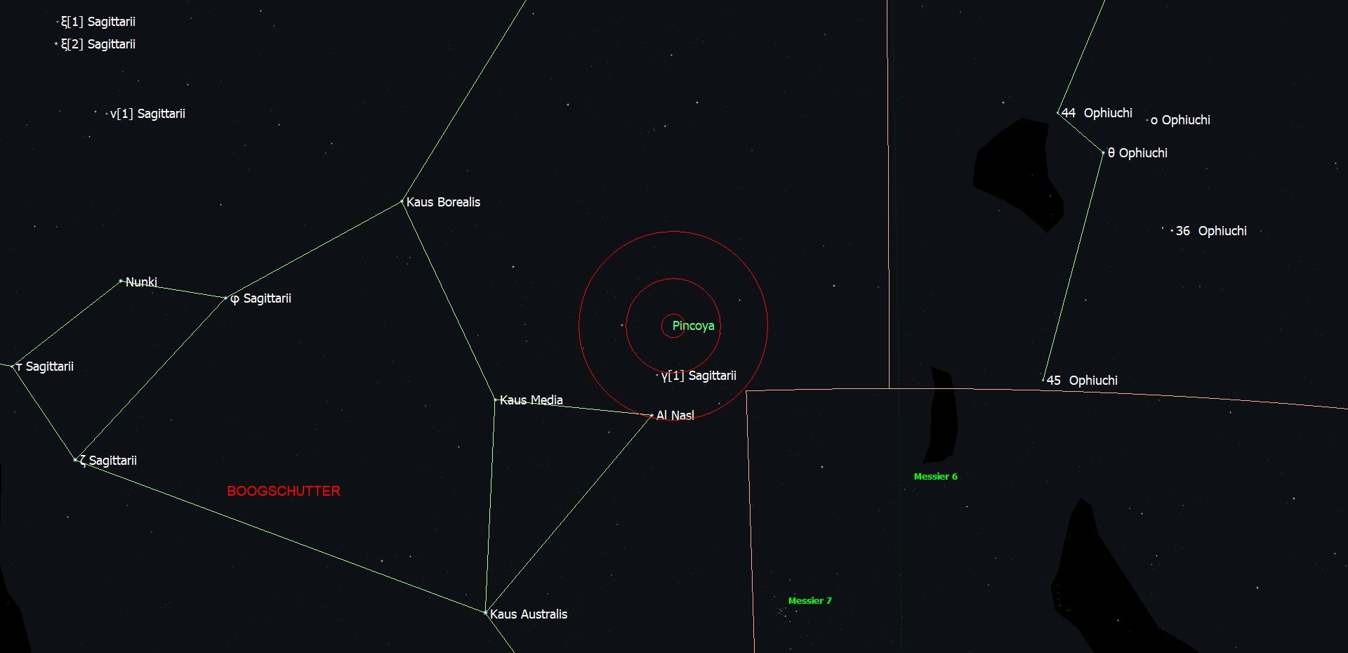 De positie van HD 164604 - Pincoya in het sterrenbeeld Sagittarius - Boogschutter.