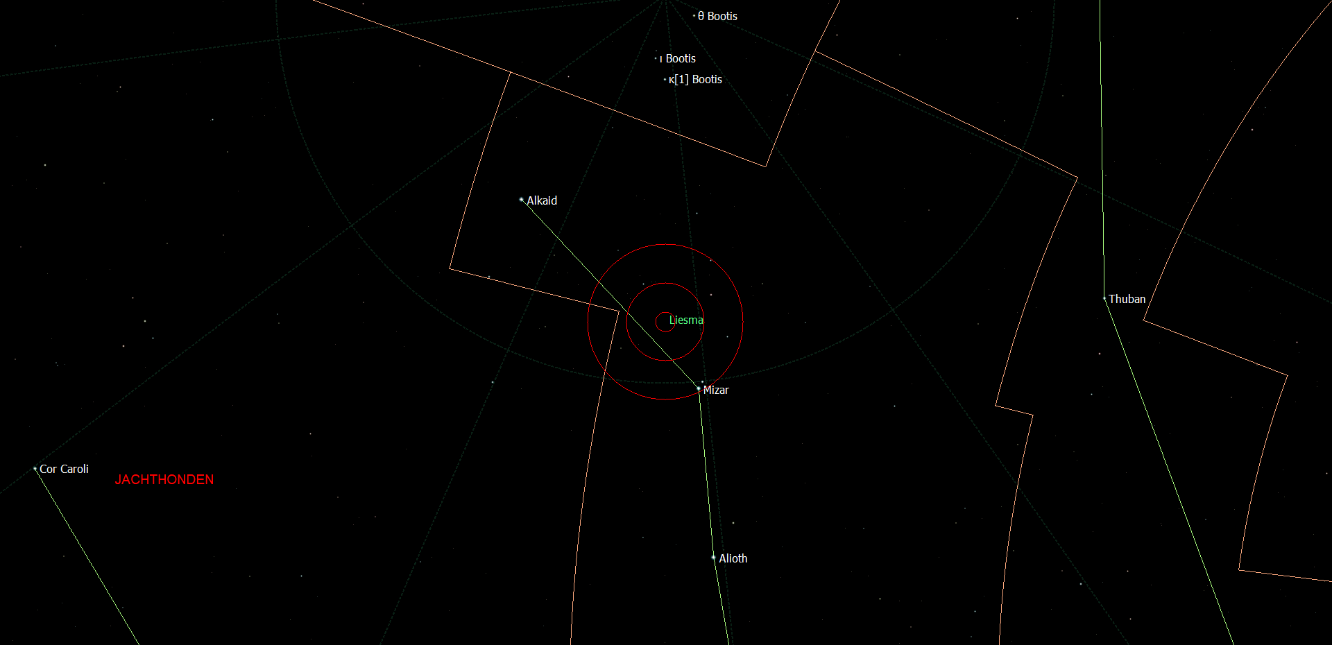 De positie van HD 118203 - Liesma in het sterrenbeeld Ursa Major - Grote Beer.