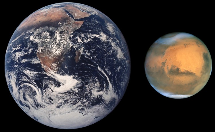 Mars en de Aarde