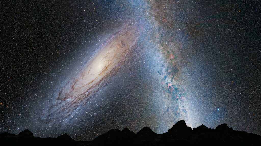 Andromeda en ons eigen sterrenstelsel botsen