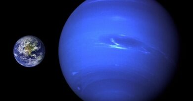 Neptunus vergeleken met de Aarde