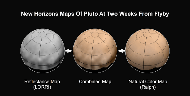 Samengestelde kleuren kaart van Pluto