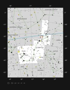 AR Scorpii in het sterrenbeeld Schorpioen