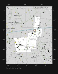 AR Scorpii in het sterrenbeeld Schorpioen