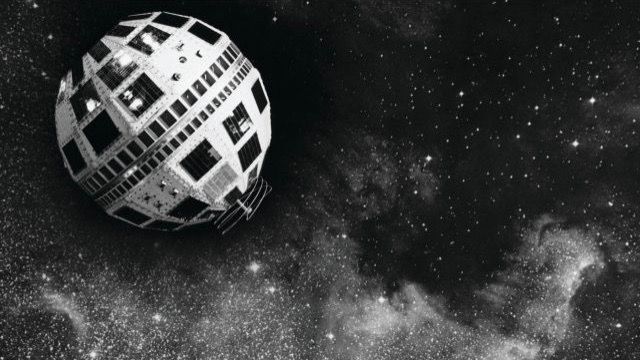 Artist impressie van de Telstar-1 in een baan om de Aarde. Credit: AT&T/ SuperStock/ Corbis/ NASA.