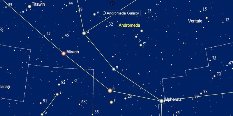 gebruik Alpheratz om de Andromedanevel te vinden