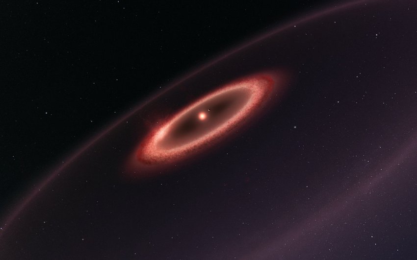 Artist impressie van de stofschijf rond Proxima Centauri