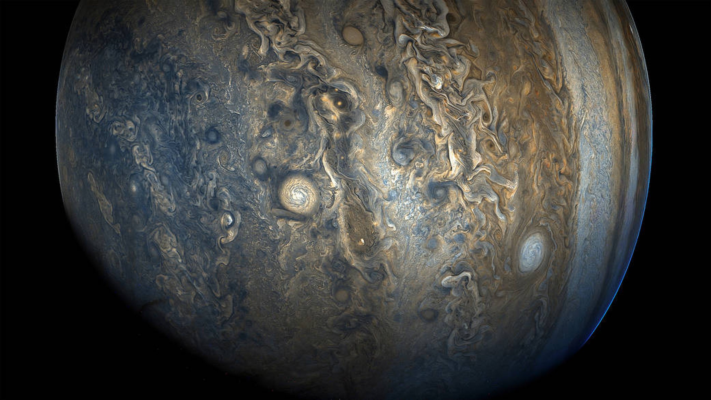 Jupiter gezien door de JunoCam op 24 oktober 2017