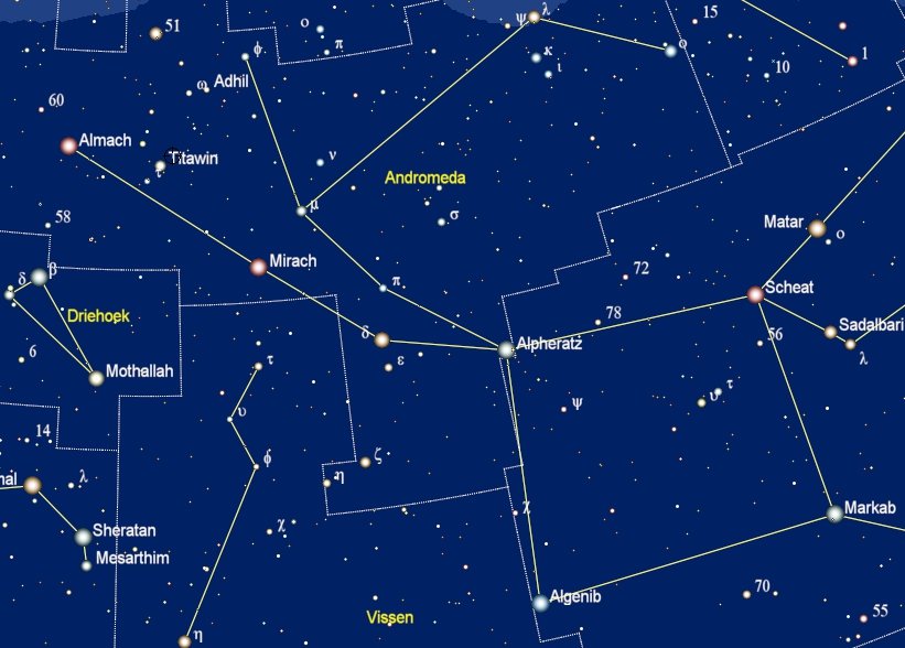 Almach in het sterrenbeeld Andromeda