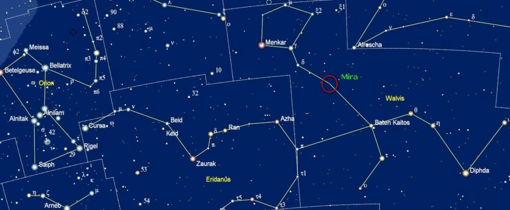 Mira in het sterrenbeeld Cetus
