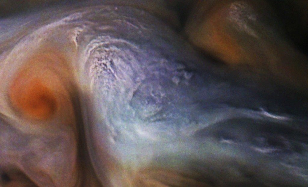 Close-up van de wolkentoppen van Jupiter