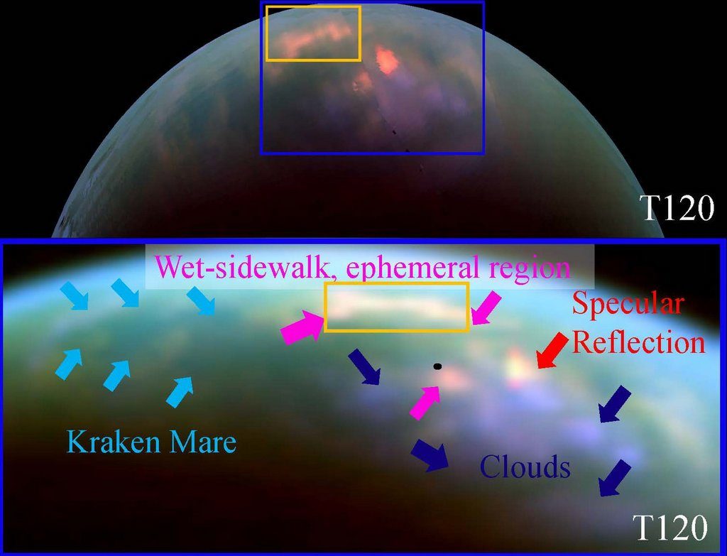 Cassini ziet regenval op Titan