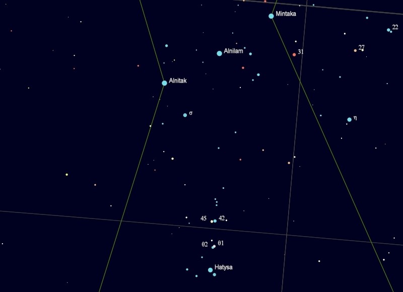 Sigma Orionis in het sterrenbeeld Orion