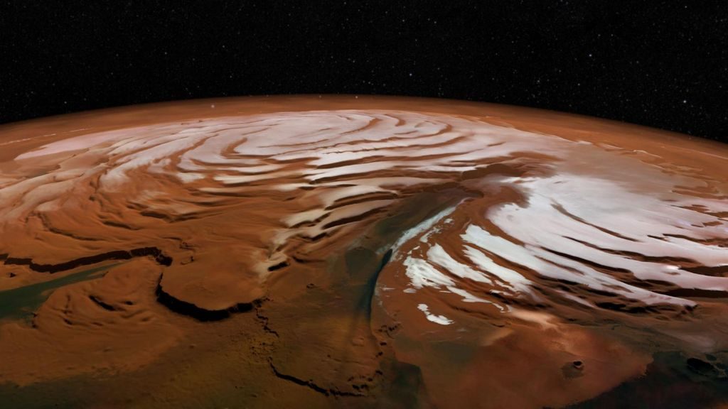 De noordelijke poolkap van Mars