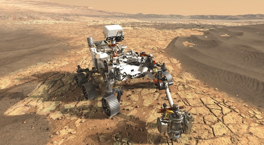 Mars 2020 rover op de rode planeet
