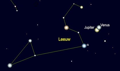 sammenstand Venus en Jupiter op 11 augustus 3 v. Chr.