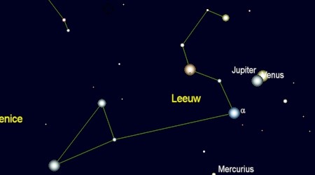 samenstand tussen Venus en Jupiter op 13 augustus 3 v. Chr.