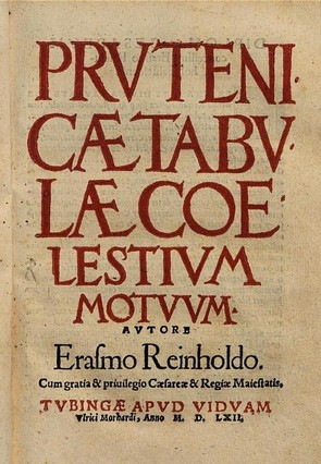 Titelpagina van de Pruisische tabellen van Reinhold