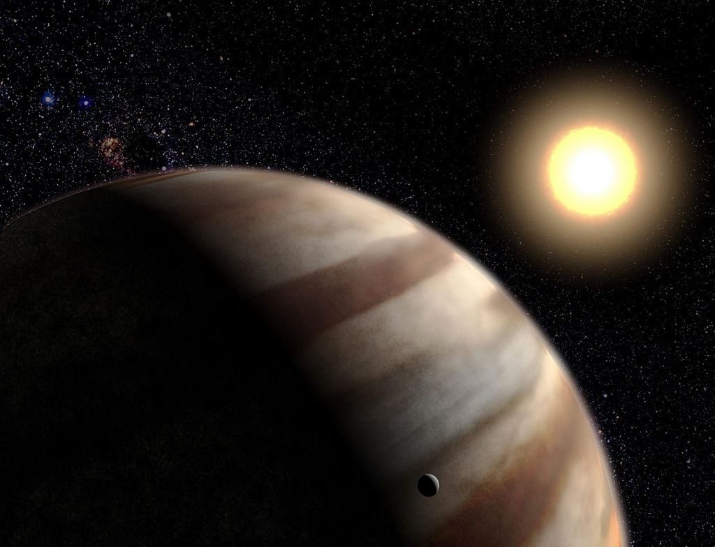 Artist impression van een hete Jupiter bij zijn ster