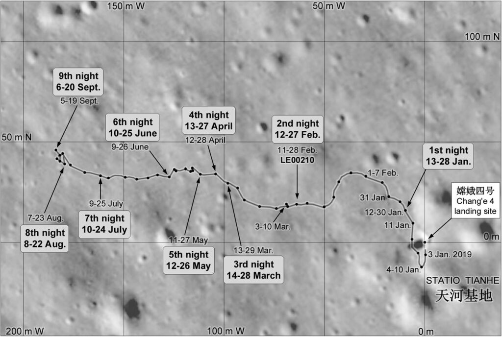 De route van Yutu 2