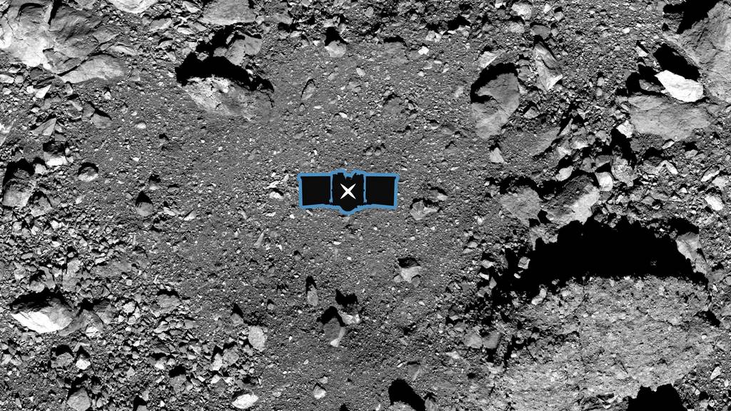 De nachtegaal krater op de asteroïde Bennu