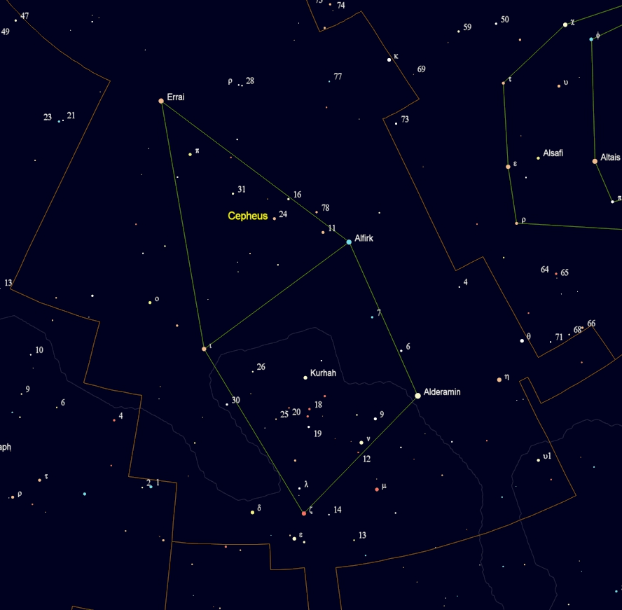 Cepheus met de namen van de sterren