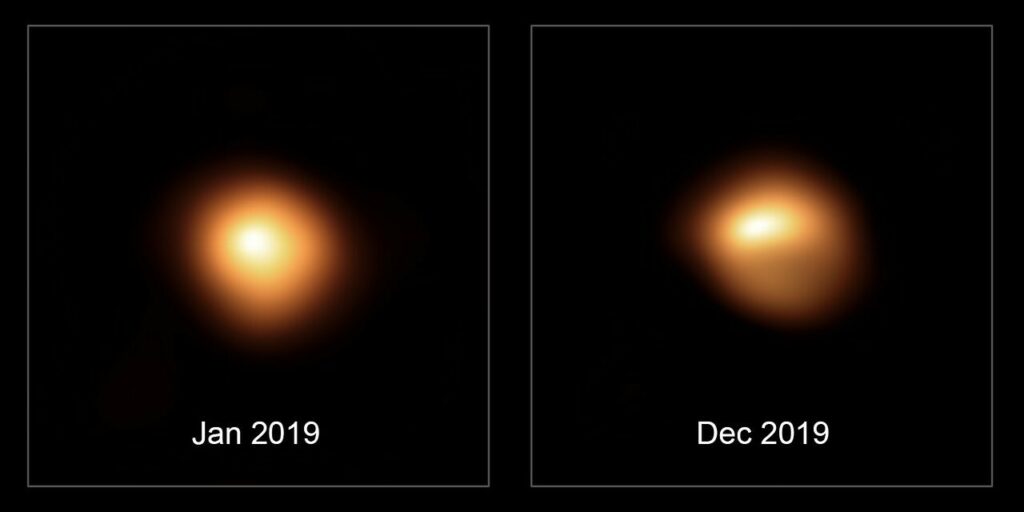 Betelgeuze in januari 2019 en december 2019