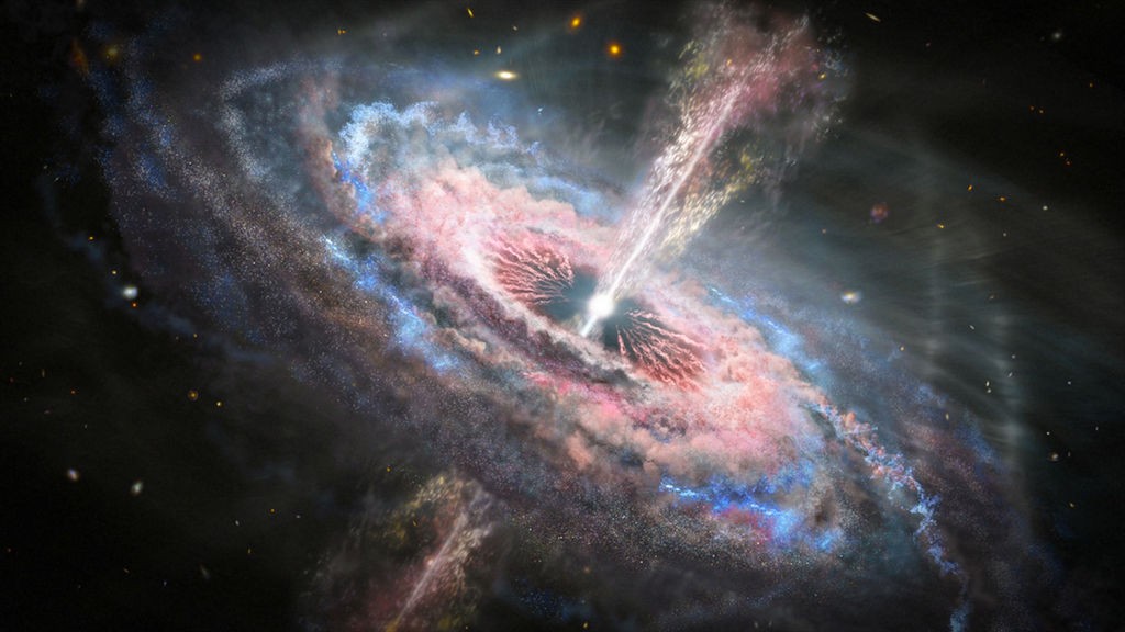 artist impressie van een quasar