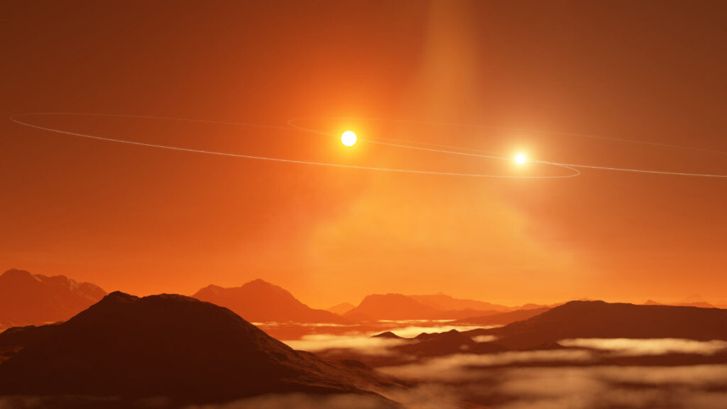 Tatooine exoplaneet in een baan rond een dubbelster