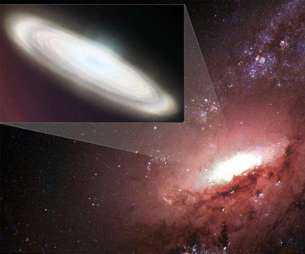 schijf materie rond een zwart gat in het centrum van een sterrenstelsel