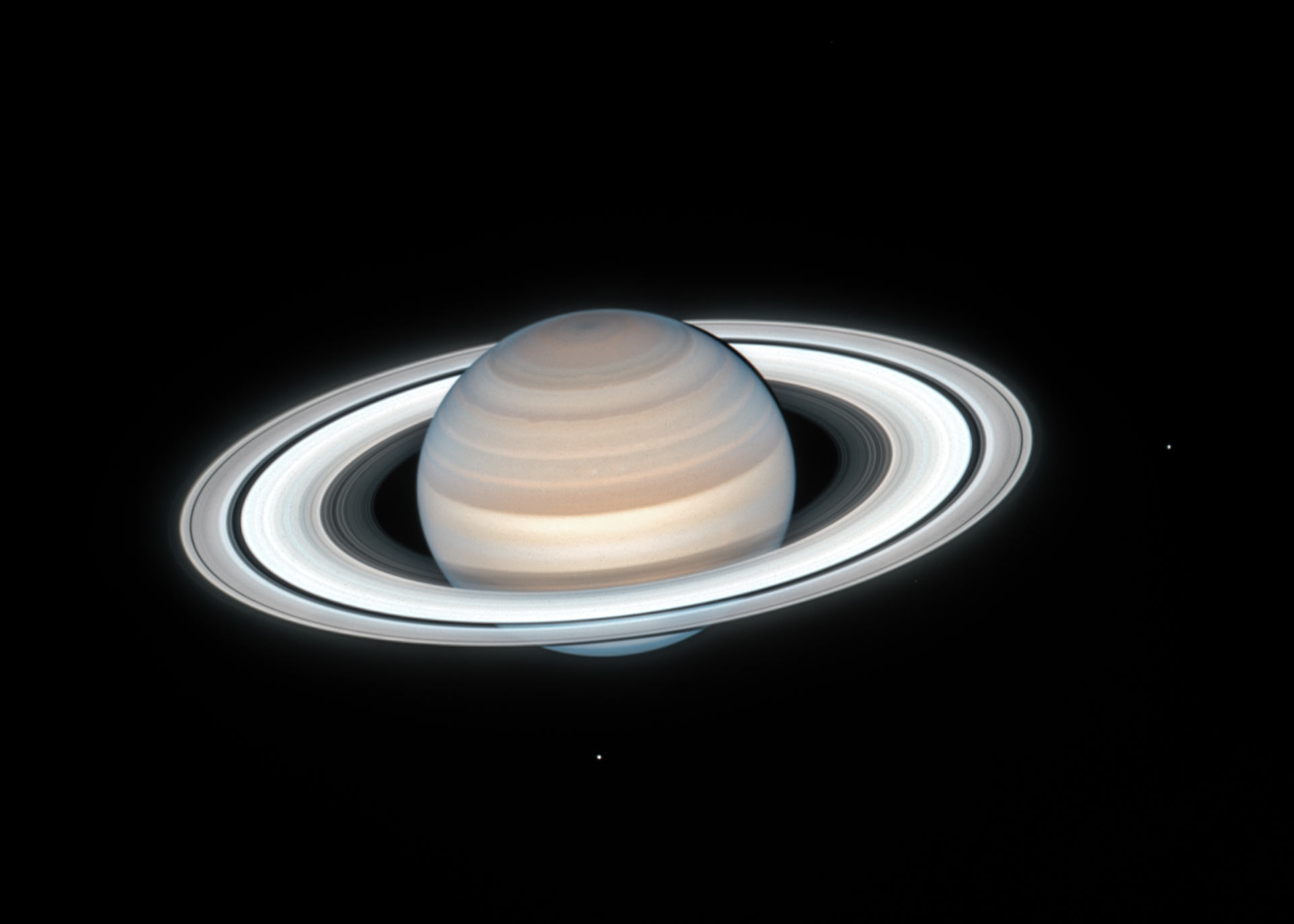 Saturnus, op 4 juli 2020 gefotografeerd door de Hubble