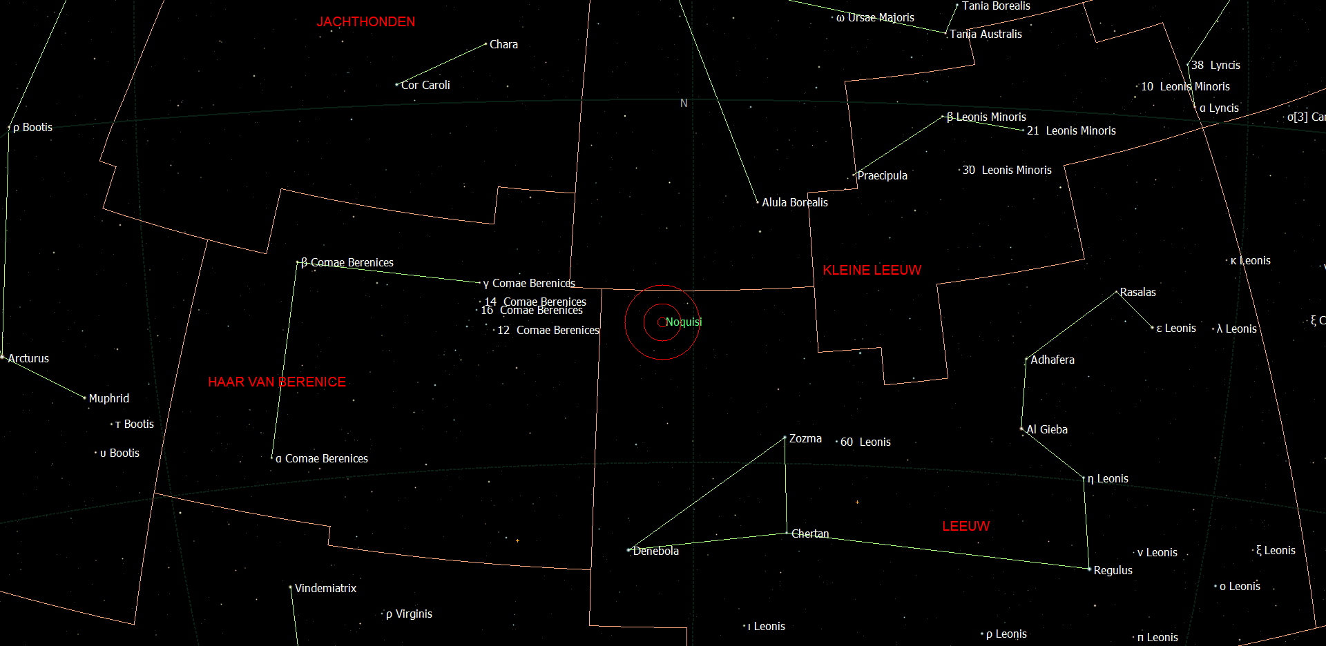 Positie van Noquisi - Gliese 436 in het sterrenbeeld Leo - Leeuw.