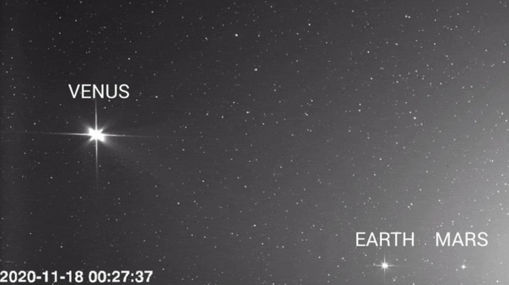 Solar Orbiter fotorafeert Venus, de Aarde en Mars